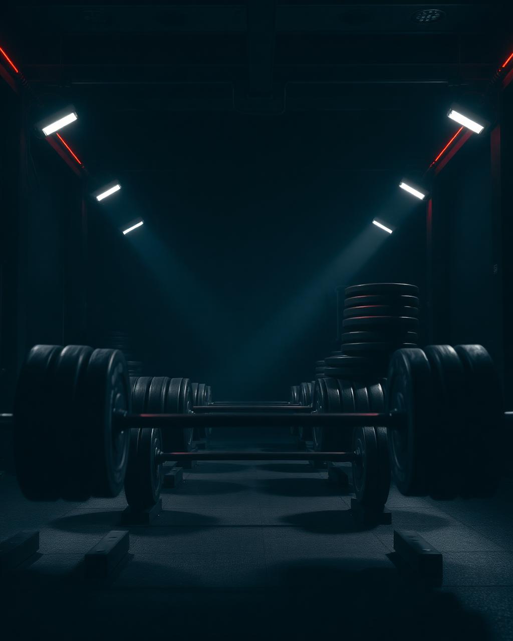 Loaded barbells in the gym